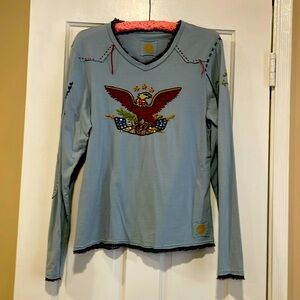 VINTAGE DOUBLE D RANCH Embroidered Knit Top SZ LARGE